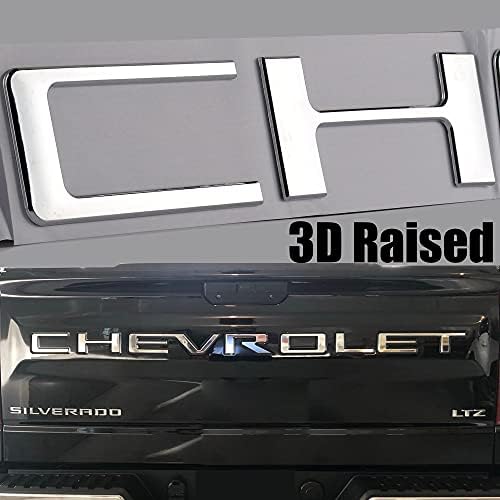 FFvJJ AUTO Tailgate Inserts Letters for 2019-2022 Chevy Silverado with 3M Adhesive 3D Raised ABS Emblems - Silver Chrome