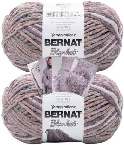 Bernat Blanket Yarn - Big Ball (10.5 oz) - 2 опаковки с цветни карти (лилава мъгла)