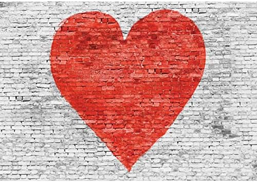 Laeacco 8x6ft Селски Тухлена Стена на Червена Любов Сърцето Фонове Свети Валентин Снимка Фон за Фотографа Любителите Дата