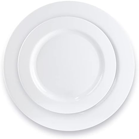 120 бели еднократна употреба пластмасови чинии - 60 Пластмасови места за хранене чинии 10,25-инчов, 60 Маруля чинии 7,5