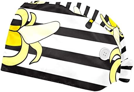 HUI ДЖИН SHOP Bananas Stripes Pattern Регулируема Работна Шапка с Бутон, Памучен Работна Шапка Sweatband, Еластична Превръзка