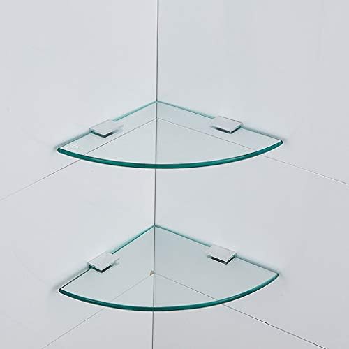 WMMING Закалено стъкло Полк за баня 1 слой Съхранение на Алуминиева ъглова рафт с Дебелина 8 мм Монтиране на стена Трайно