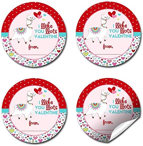 Like You Lots Llama-Тематични Valentine Party Favor Sticker Labels, 40 2 Party Circle Stickers by AmandaCreation, чудесно за Класни Валентинок, пликове, подаръци и Предложения