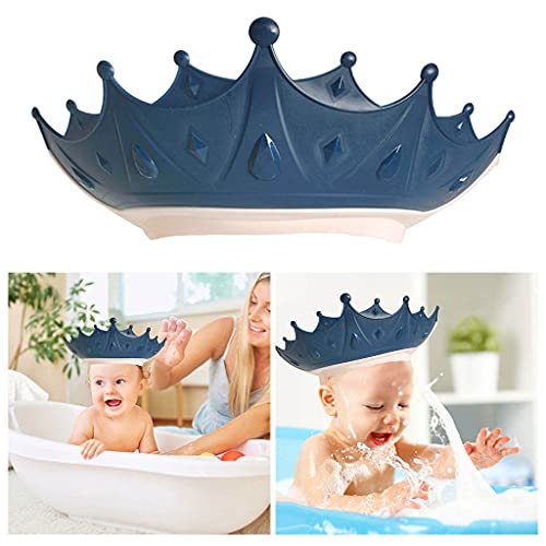 Almencla Crown Hat Shower Shampoo Bathing Защита Bath Adjustable Head Size Visor Hat for Toddler 0-4 Years Old - Син