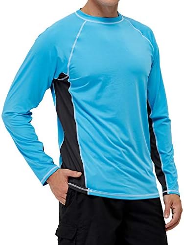 SLYRAIME Мъжки UPF 50+ Quick Dry Sun Protection Beach Swim Shirt Running Long Sleeves Workout Tops