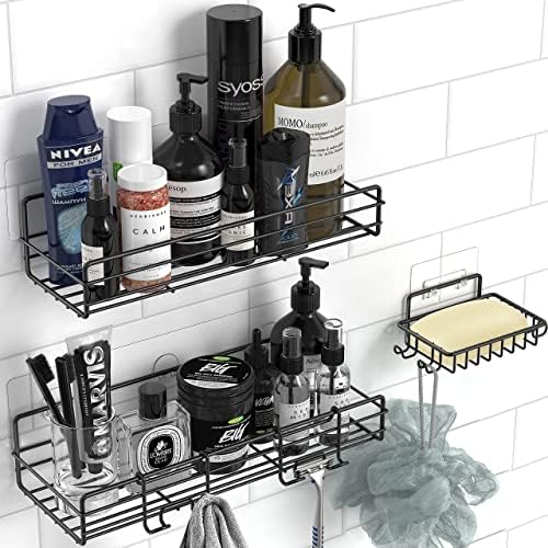 3-Pack Shower Caddy Basket Срок Soap with Holder, No Drilling Traceless Adhesive Shower Wall Shelfs, SUS304 Rustproof