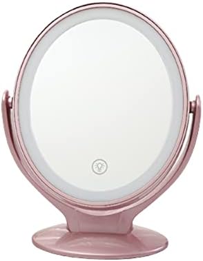 Огледало за грим със Светлина, Двустранно Увеличително Огледало 1X/7X,USB Перезаряжаемое, Въртящо се на 360° Отделно Стояща