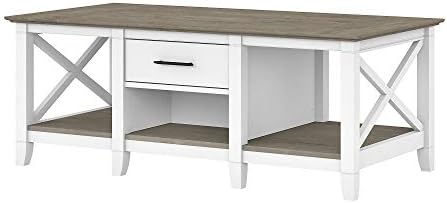 Масичка за кафе Bush Furniture Key West Coffee Table with Storage, Pure White and Shiplap Gray