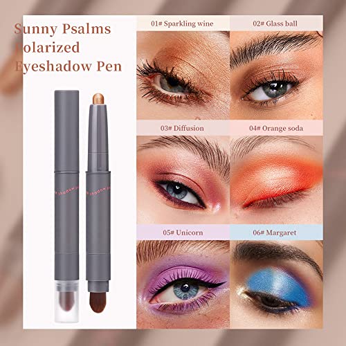 Reddhoon 6Pcs Eyeshadow Stick, Matte Shimmer Rotatable Eye Shadow Stick Sets with Double End Eyeshadow Brush, Waterproof