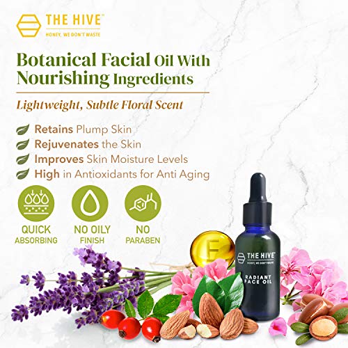 Radiant Face Oil by The Hive - Смес от органични арганового масло, масло от шипка и бадеми с етерично масло от лавандула