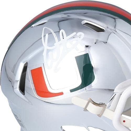 Warren Sapp Miami Hurricanes Autographed Riddell Chrome Speed Mini Helmet - Автографированные Мини-Каски Колеж