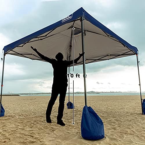 KAMPKEEPER Pop-up-Навес-Палатка-10'x10', отдушник отгоре, 4 чувала с пясък, UPF 50+ и Водонепроницаемое подслон, 3 Регулируеми