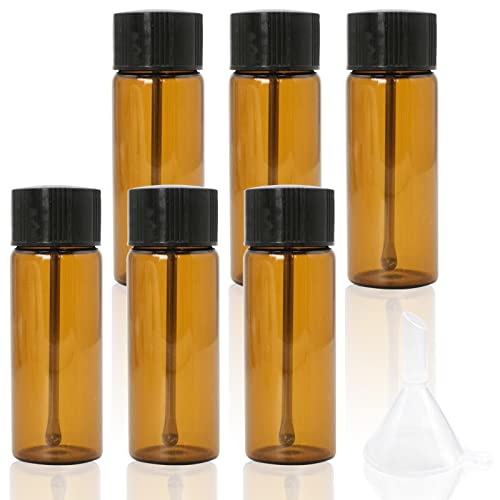 Bmgop 6Pcs Small Glass Bottles with Snuff Spoons, Примерна Bottle Snuff Pocket Bottle Sized Glass Vial with Mini Funnel,
