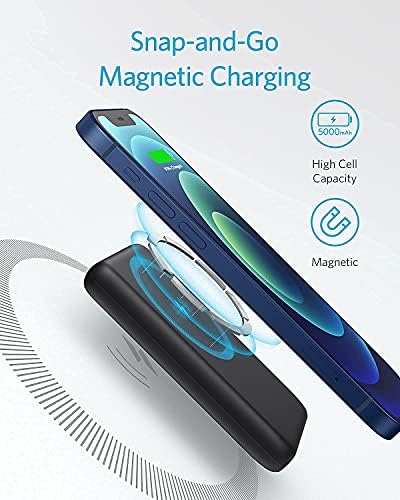 Магнитен Силиконов Калъф Anker, 6,7 Инча за iPhone 12 Pro Max (Тъмно сиво) на Магнитното Безжично Преносимо Зарядно, PowerCore