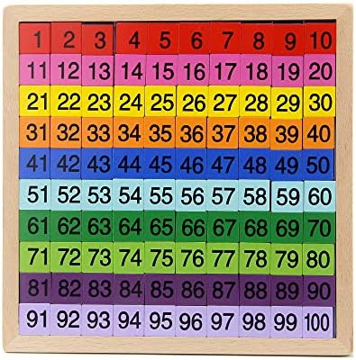 MerryHeart Дървена Математическа Образователна Дъска Играчка, Монтесори 1-100 Последователни Номера Дървена Сто Цифров