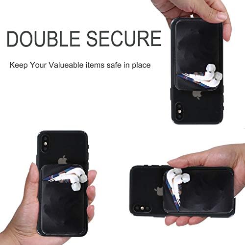 [Две] Притежател на кредитна карта за задната част на телефона Stick on Phone Wallet Card Holder Double Sleeve Pocket
