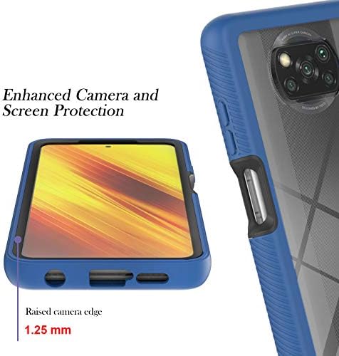 SHHIA Калъф за Xiaomi Poco X3 NFC, кръг 360°Защитен калъф, твърд PC/TPU Силиконов ултра тънък Прозрачен калъф, здрав устойчив на удари Сменяем защитен калъф.Сини
