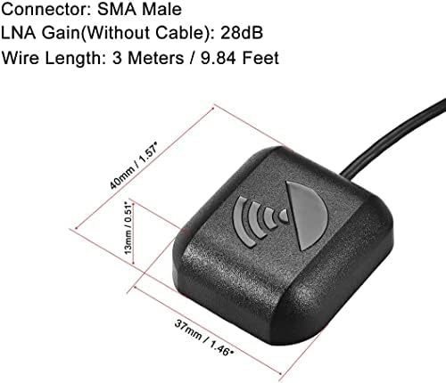 KFidFran Активна GPS антена 90 градуса SMA plug 28dB 5V Антена кабел за свързване на Магнитното закрепване на 3 метра(Aktive
