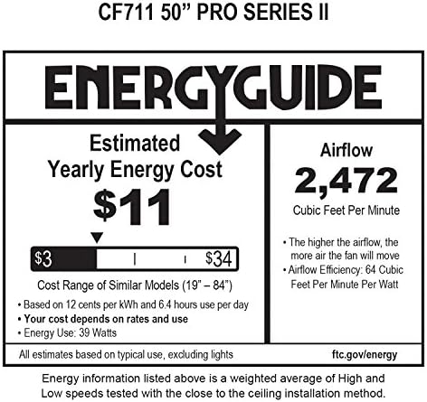 Емерсън CF713BS Pro Series Energy Star 50-инчов Вентилатор на Тавана с Двойно Затваряне с Реверсивными Ножове, 5 Диска