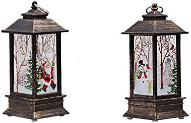 2 елемента Декоративни Коледни Светлини с Снеговиком и Дядо Коледа, LED Коледен Свещник Свещ Фенер Коледни Централните