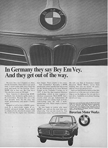 Комплект от 3 оригинални списания, печатни реклами: 1969 BMW 02 Series 2 Door sedan, 2002, 1200,В Германия казват Bey Em Vey. И те се отстраняват от пътя.По-бързо, отколкото бързо - бързо се с