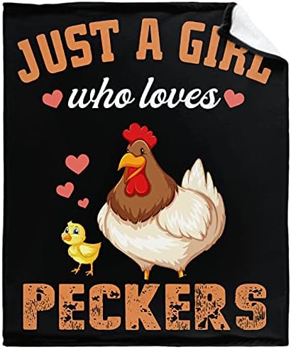 Just A Girl Who Обича Peckers Blanket Lightweight Flannel Cartoon Пиле Сладко Хвърли S Cozy Plush Микрофибър All-Season