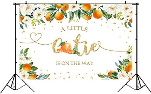 Lofaris A Little Cutie is On The Way Baby Shower Photography Background Citrus Orange Gender Reveal Background Зеленина