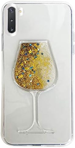 Herzzer 3D Glitter Clear Case for Samsung Galaxy Note 10 Plus,Стилна Чаша За Вино Течен Зыбучий Пясък, Произтичащи Плаващ Bling Anti-scrtach устойчив на удари Мек Калъф TPU,Розов