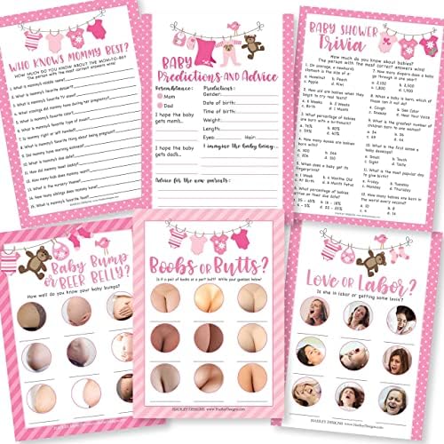75 Pink Who Knows Mommy Best, Baby Prediction and Advice Cards и т.н., 25 True Or False, Word Катеря For Baby Shower Ideas - 8 Двустранни Карти Baby Shower Games Смешни, Baby Shower Party Supplies