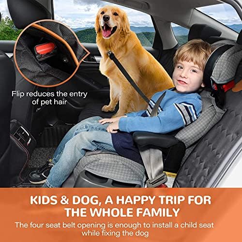 Moonlitz - 4 in 1 Dogs car Seat Cover with Free Silicone Bowl and Waste Bag (Bone Shape) - Защита от вода и надраскване с прашка , колан за безопасност и противоплъзгаща защита на задната седалка
