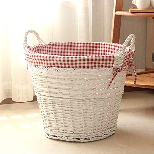 YADSHENG Кошница за дрехи, Плетени кошница кошница за съхранение на Битови Отпадъци Покритие Ратан Тъкане, Ръчно изработени Сватбени кошници за бельо (цвят : C размер : 45