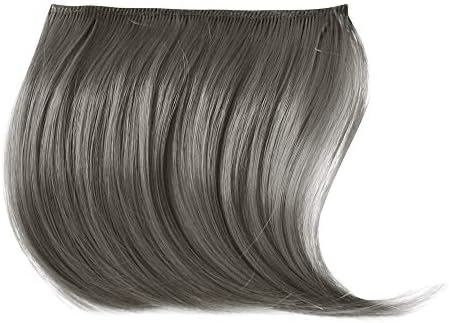 Игли за коса в Косата Парче Директен Кратък Пълен Главата Перука Клип на Скоба отпред Ресни на Косата Взрив Разширяване на Парче Тънка момичета (10x14cm, сив)