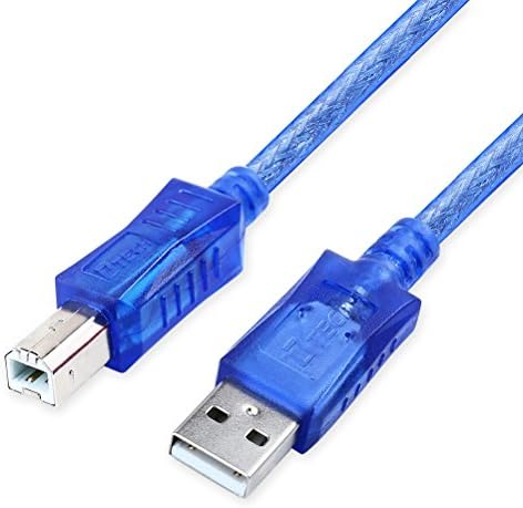 DTECH 6 фута Екраниран USB кабел за принтер 2.0 A Мъжки към B Мъжки порт за Предаване на данни Квадратен край на телта (6 фута, синьо)