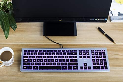 BFRIENDit Проводна USB Клавиатура за Mac, Silent Led Светлини Шоколадови Клавиши, Здрава Ультратонкая Кабелна Компютърна