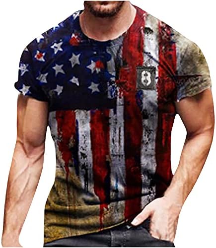 Мъжка Тениска с Американския Флаг, Летни Ежедневни Блузи с Къс Ръкав и Графичен Принтом, Готина Тениска За Тренировка