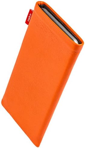 fitBAG Beat Orange Custom Tailored Sleeve for Huawei Капитан 20 Lite | Произведено в Германия | Fine Nappa Leather Pouch Case Cover with Integrated Microfibre Подплата for Practical Display Cleaning