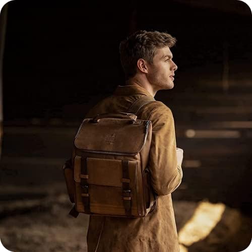 VELEZ Archaeology Brown Genuine Leather Backpack for Men - Мъжки ретро кожена раница за лаптоп (15)