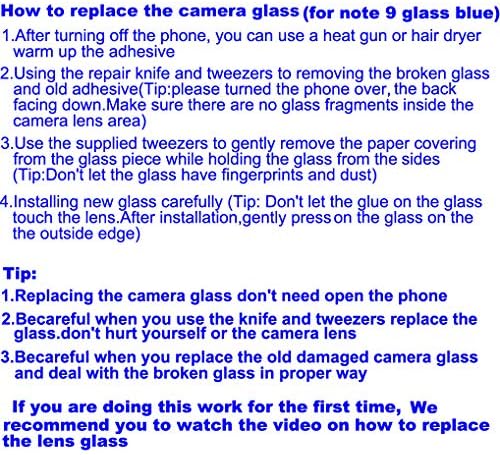 YUYOND OEM Оригинална Синя Задната камера Стъклена за замяна на обектива за Samsung Galaxy Note 9 (всички носители) с