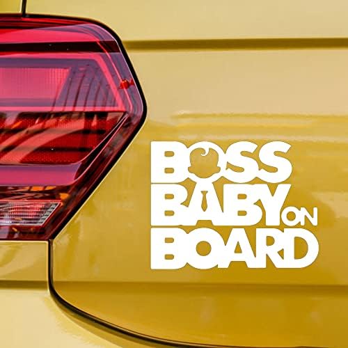 Yidwefe Boss Baby on Board Car Sticker Сладко Safety Warning Decal for Car Window and Bumper 2pcs