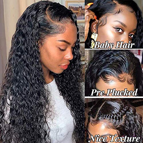 Pizazz Water Wave Lace Front Wigs Human Hair 180% Density Brasilian Human Hair Wigs for Black Women Pre Plucked Natural