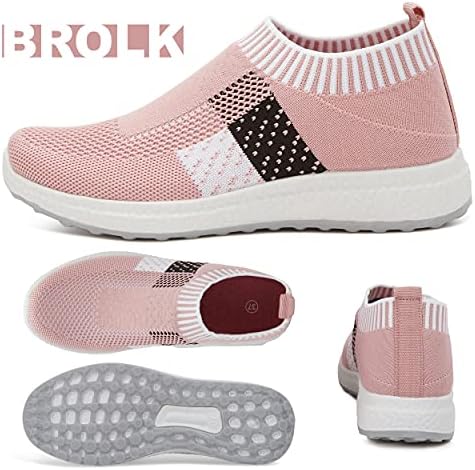 BROLK Slip-On Walking Shoes for Women: Лека, дишаща дамски обувки за фитнес, каране на колело, джогинг, тенис - Ежедневни,