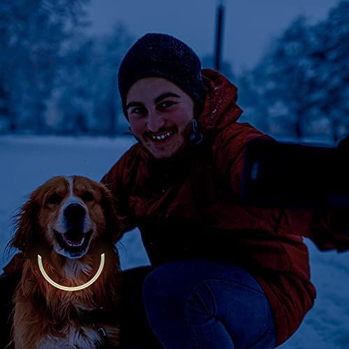 Led Светлинен Нашийник за Кучета за Нощни Разходки, Акумулаторна батерия с USB Cuttable Водоустойчив Светещи Нашийници за Кучета, за Малки, Средни и Големи Кучета Нощна Ра