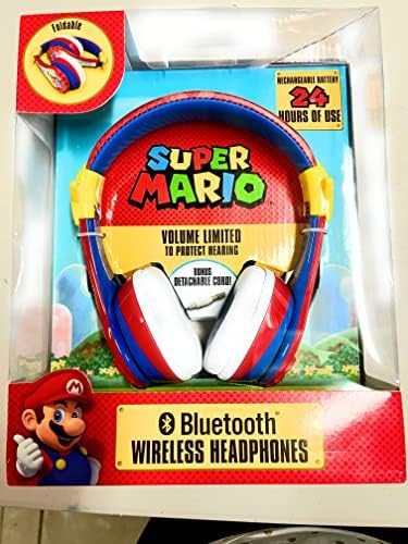 Супер Марио Kids Bluetooth Слушалки, Безжични Слушалки с Микрофон Включва Aux Кабел, силата на Звука е Намалена Детски Сгъваеми Слушалки за Училище, у Дома или при пътуване