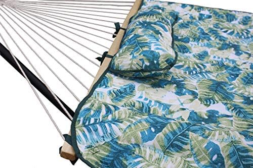 HENG ФЪН 2 Person Double Hammock with 12 Foot Portable Steel Stand and Spreader Bar, Подвижна Възглавница и Мат, на Дланта