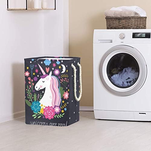 Magic Unicorn are Real Moon Flower 19.3 Large Sized Waterproof Foldable Laundry Възпрепятстват Bucket with Handles for