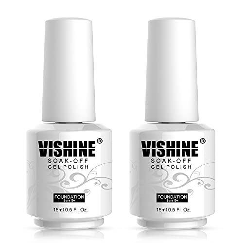 Vishine 2 бр Базов слой Набор от 15 мл, Защита на Основния слой на Основа за гел-лак За нокти, Soak Off UV LED Гел, Дизайн