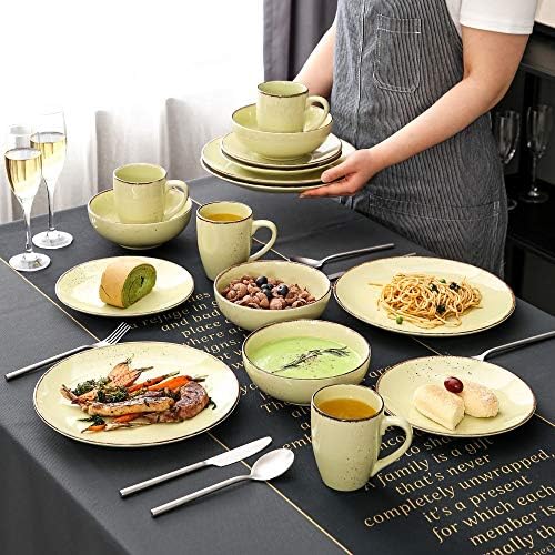 GANFANREN 32 - Piece Stoneware Ceramic Dinnerware Set with Dinner Plate,Десерт Plate,800ml Bowl,380ml Mug Set