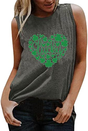 yuemizi Women ' s St. Patrick ' s Day Sleeveless Йога Workout Tank Върховете Irish Shamrock Сърце Printed Loose Fit T-Shirt