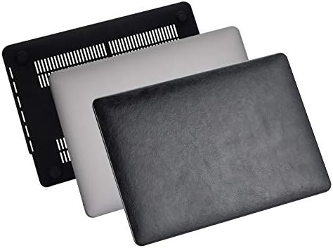 HCHY е Съвместим с MacBook Air 13-Инчов Case Premium Leather Case 2020 2018 2019 Release A2337 M1 A2179 A1932 с Touch ID, италиански Твърд калъф От изкуствена кожа (черен)