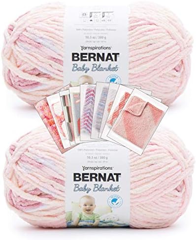 Bernat Baby Blanket Yarn - Big Ball (10.5 oz) - 2 опаковки с цветни карти (червено целувки)
